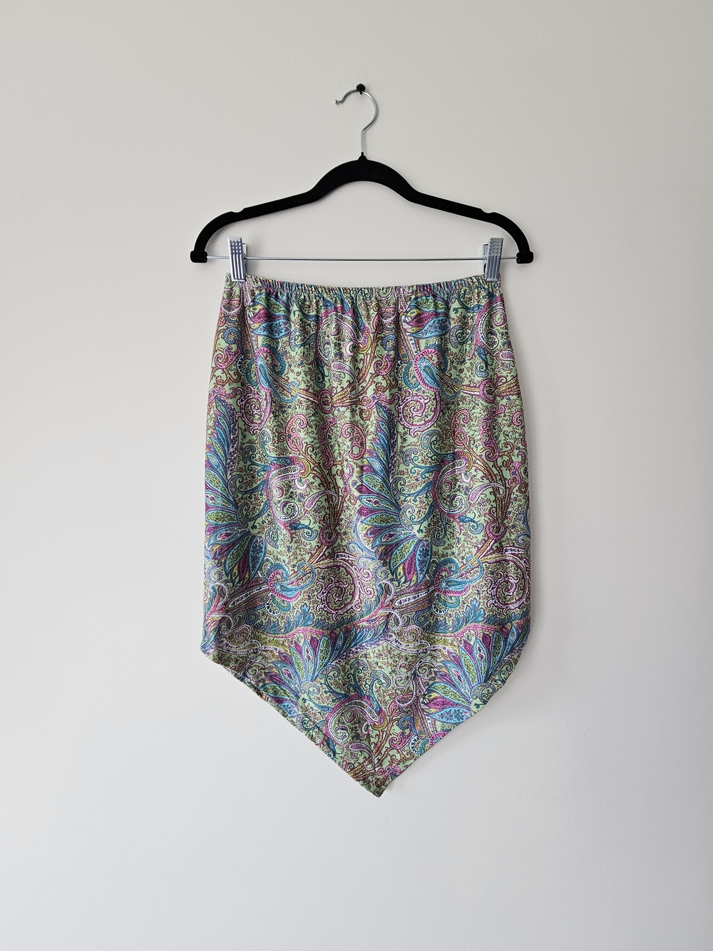 Vintage Le Chateau Paisley Print Skirt in Mint, Pink, Teal